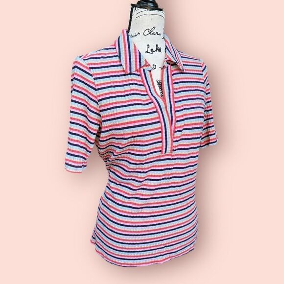 🏷️Trina Turk Blossom Nishi ribbed shirt Large - Picture 7 of 9